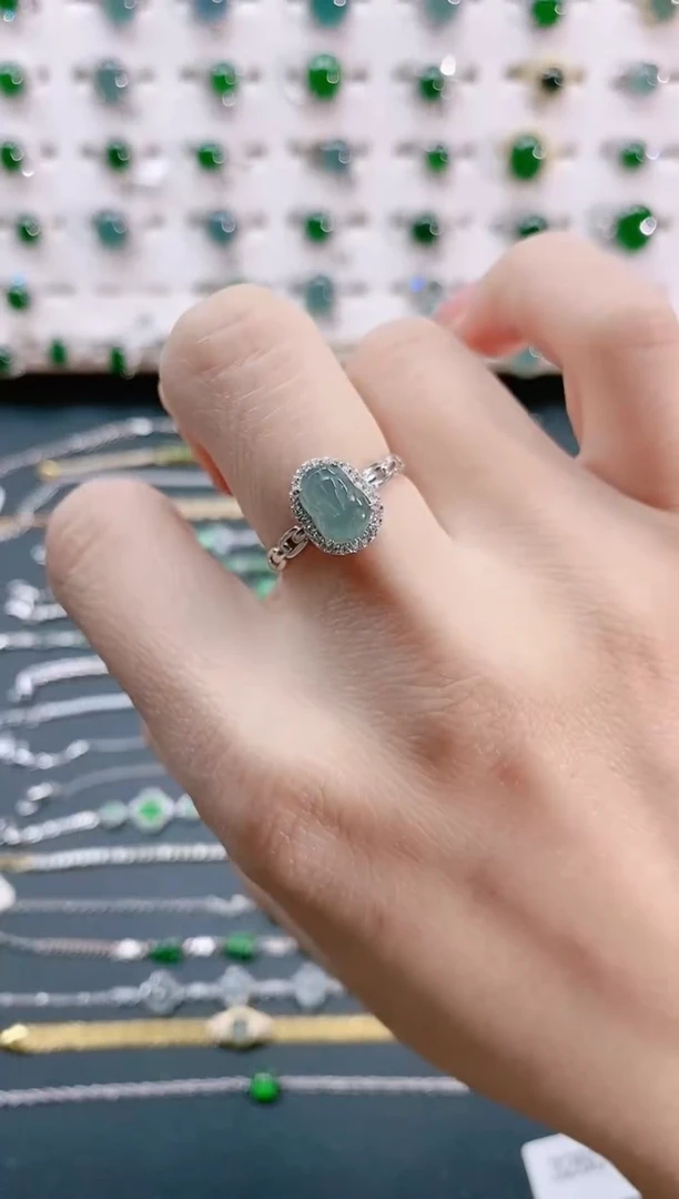 【闪购商品】翡翠戒指银S925镶嵌天然翡翠