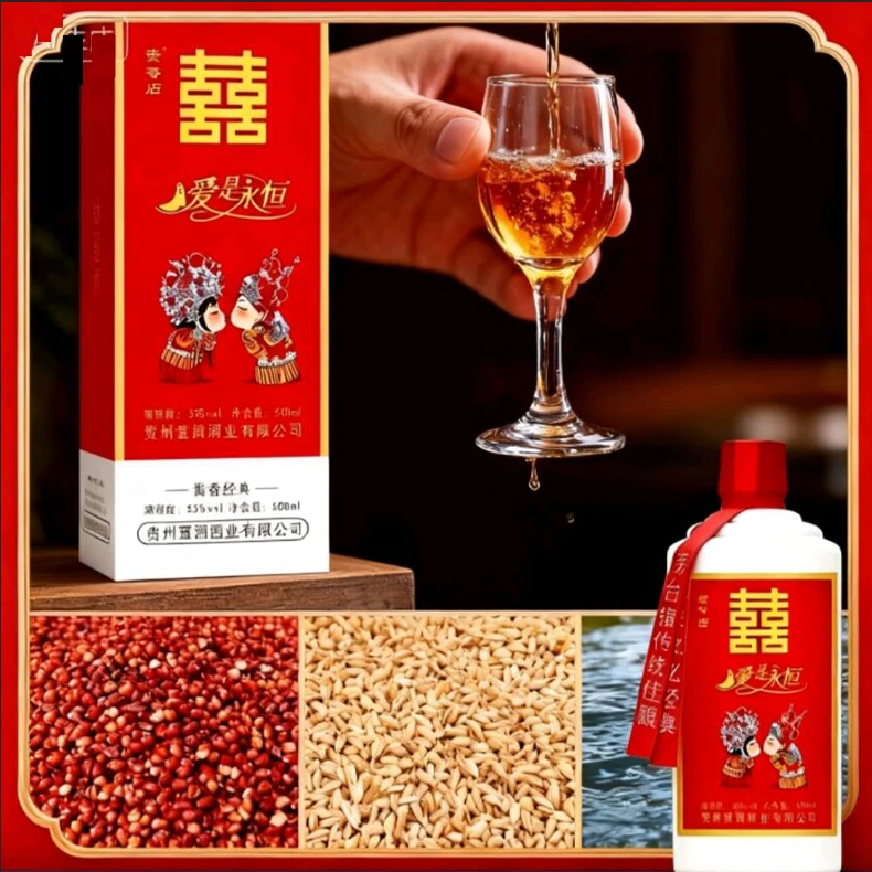 贵哥喜酒爱是永恒酱香茅台镇传统佳酿婚庆宴席用酒首选53度500MI