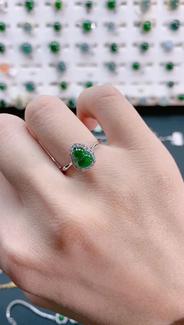 【闪购商品】翡翠戒指银S925镶嵌天然翡翠