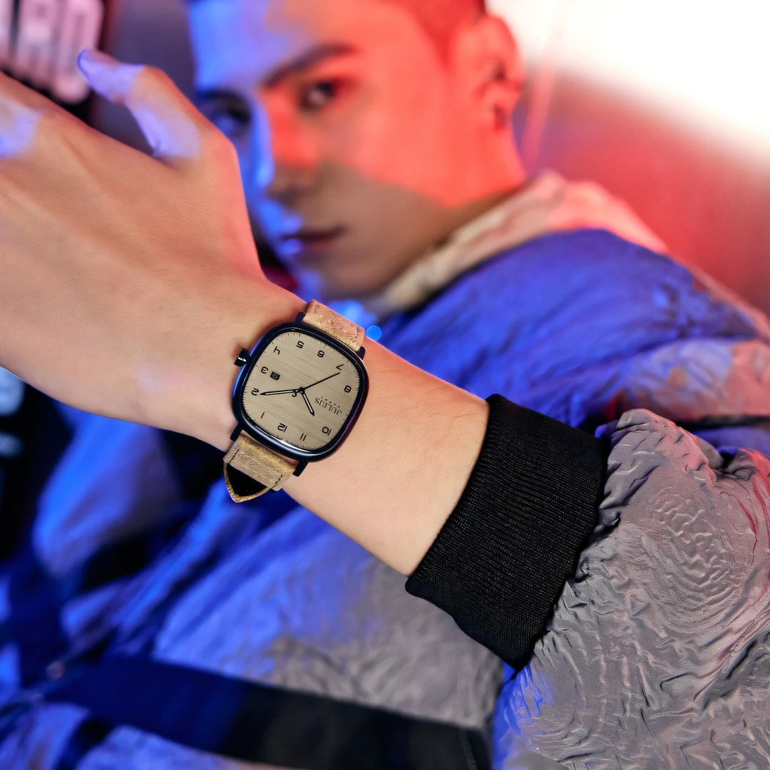 聚利时手表男考公专用机械走时男女通用石英方形时尚百搭手表123