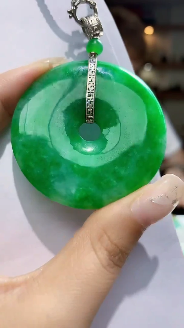 定制翡翠18K金镶嵌4868mm-毛货挂件37