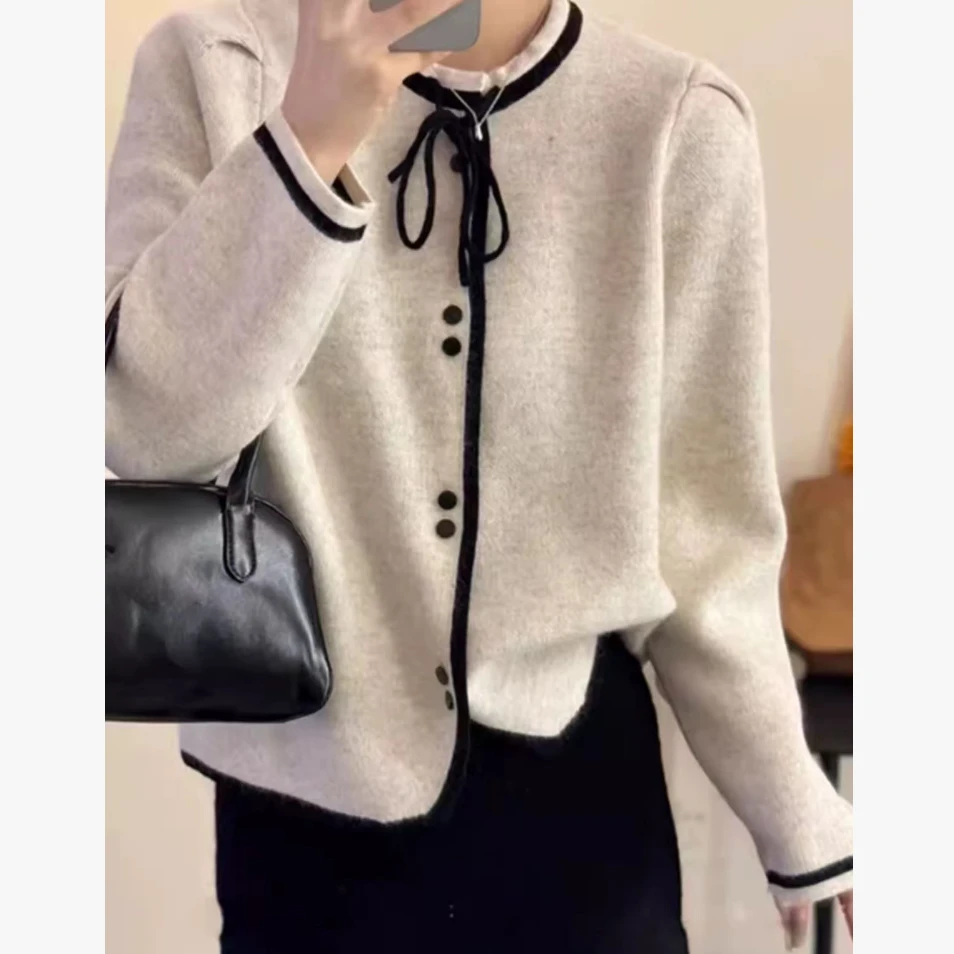 春秋新款小香风百搭显瘦针织开衫女 663