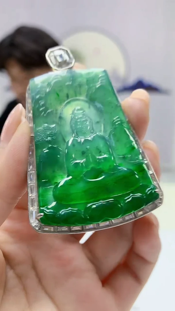 定制翡翠未镶嵌5145ms-毛货观音赠珠链14