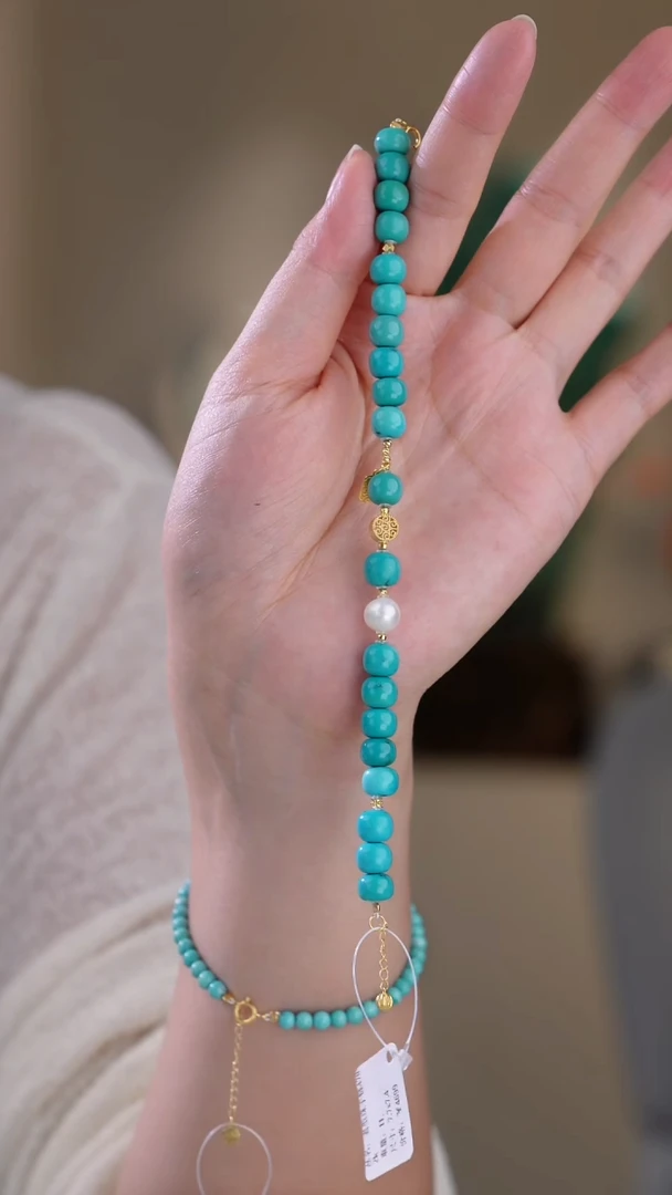 18K金镶嵌绿松石手链多样性发货