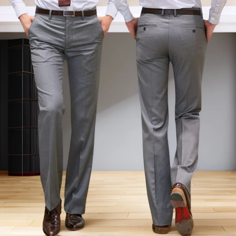 时尚感修身直筒青年西裤男士商务垂感灰色西装裤2025新款男装长裤