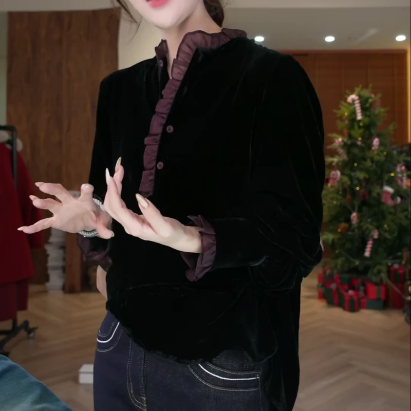 新款休闲拼接蕾丝轻奢T恤LK2509091