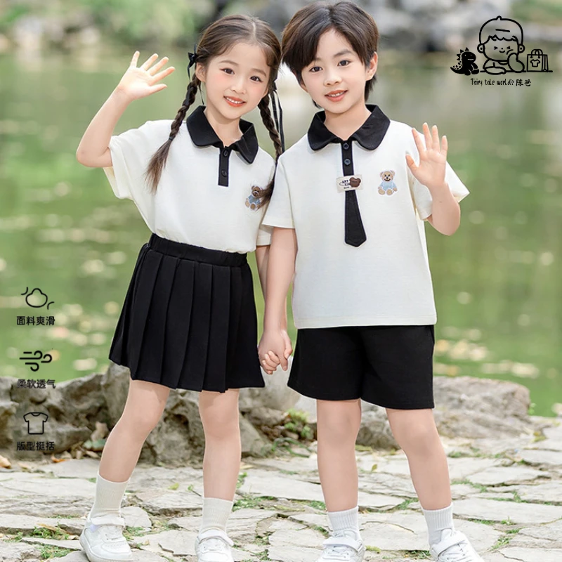 女童套装夏季百褶裙大童夏秋新款高腰显瘦学院风短裙POLO衫半身裙