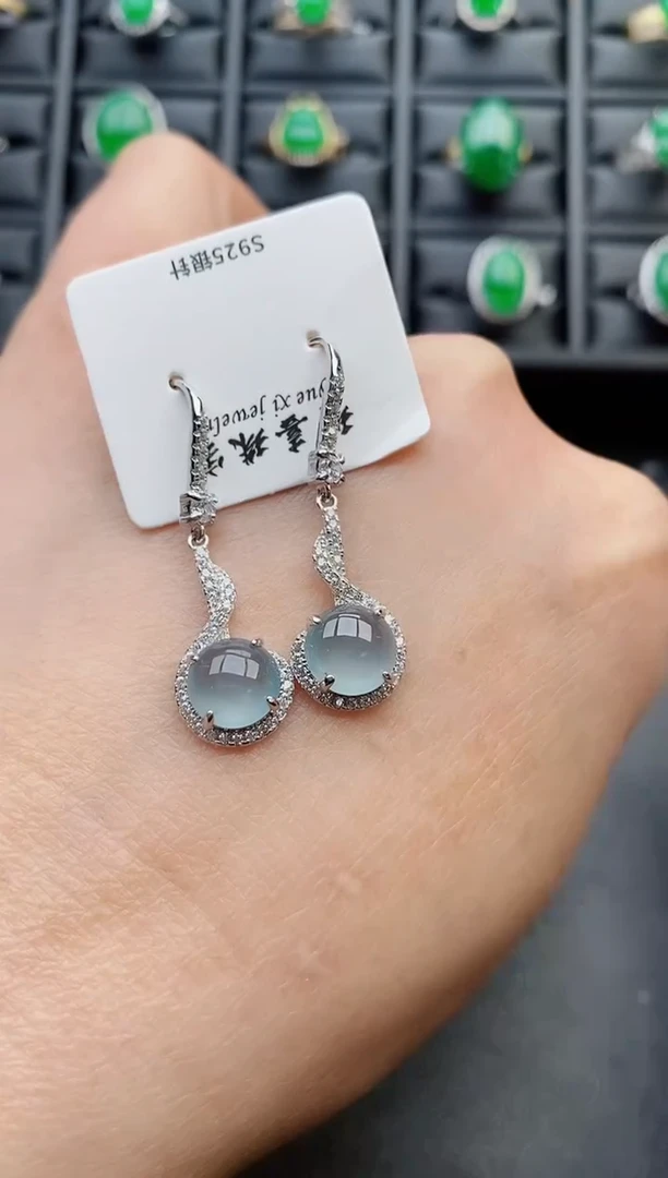 【闪购商品】翡翠耳饰银S925镶嵌058080