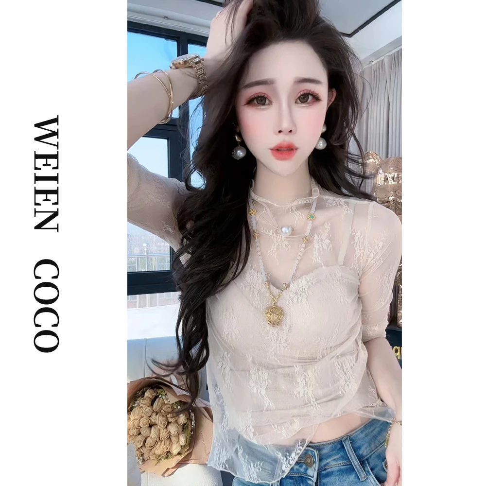 【薇恩COCO】长袖时尚百搭镂空修身设计师打底衫小个子女生 S0311