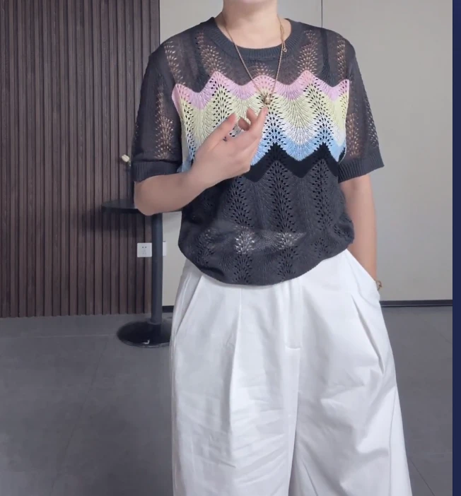 0603-07  女款夏季气质百搭针织衫 QD 25552-21