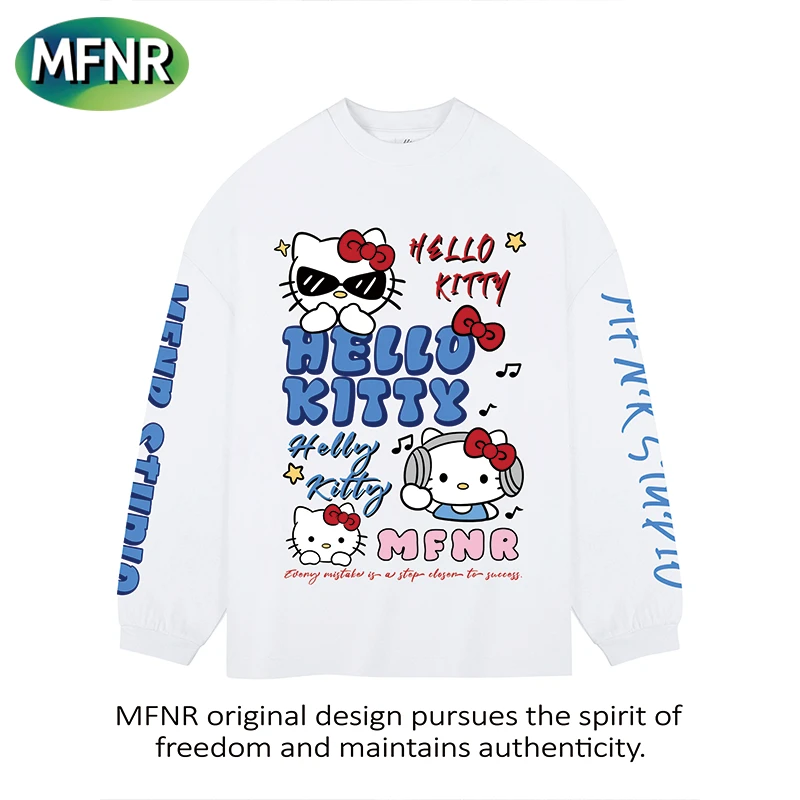 潮牌新款趣味印花长袖t恤秋季百搭小众设计感重磅纯棉宽松上衣潮