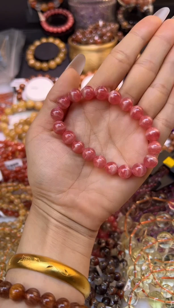 未镶嵌菱锰矿（红纹石）手串红纹石9.6mm+