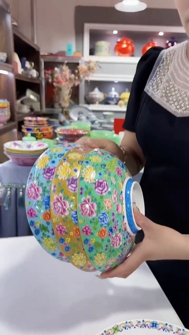 瓷片8.5英寸元宝盘3个景德镇混色