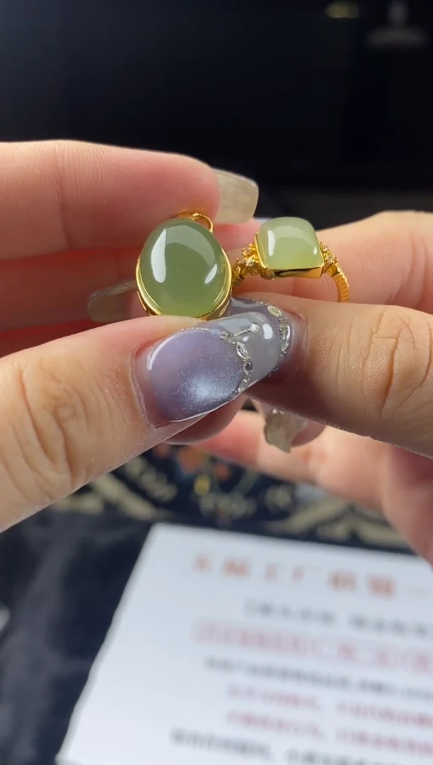 和田玉银S925镶嵌吊坠(不含链)多样性-吊坠+戒指套装-T117