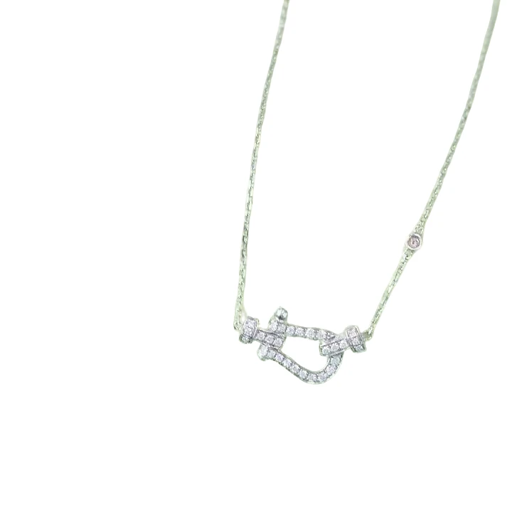 瑰丽珠宝）18K天然南非钻石项链满钻马蹄扣吊坠精美气质锁骨链