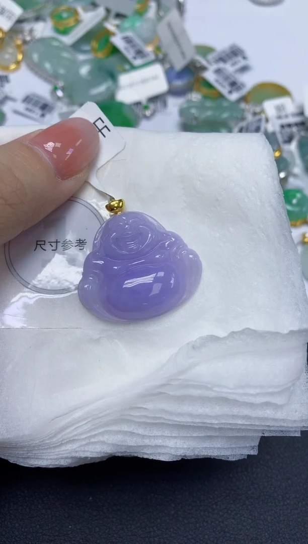 颈饰18K金镶嵌翡翠天然缅甸翡翠A货多样性发一件