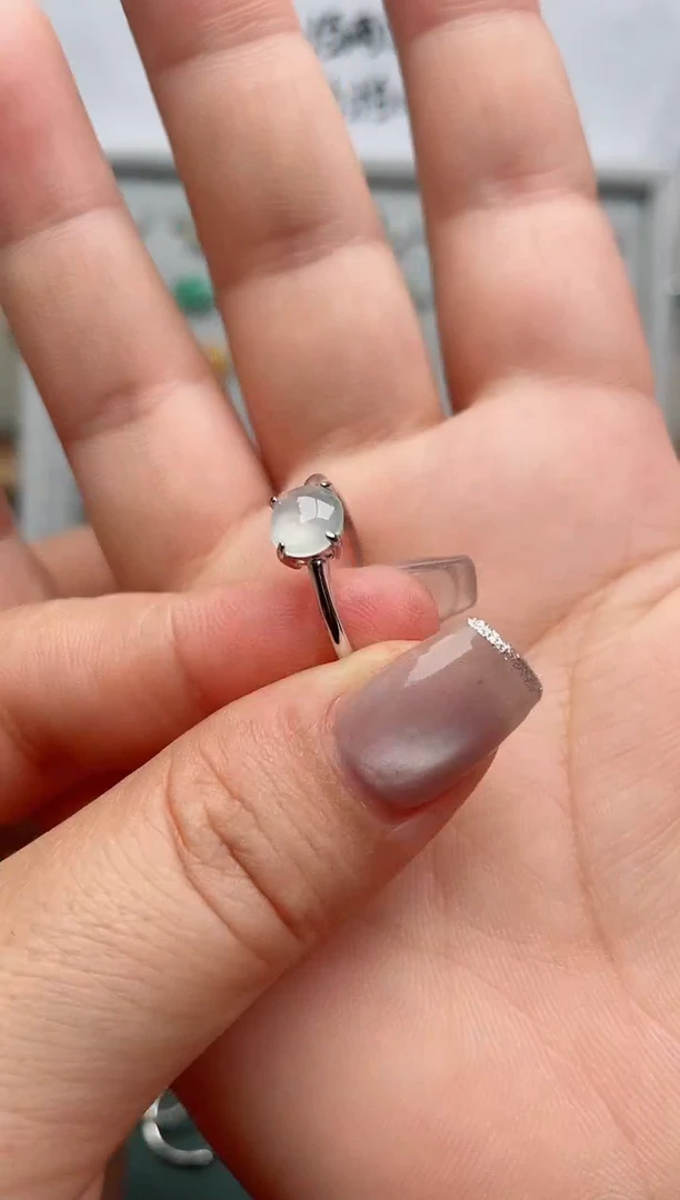 翡翠戒指银S925镶嵌.