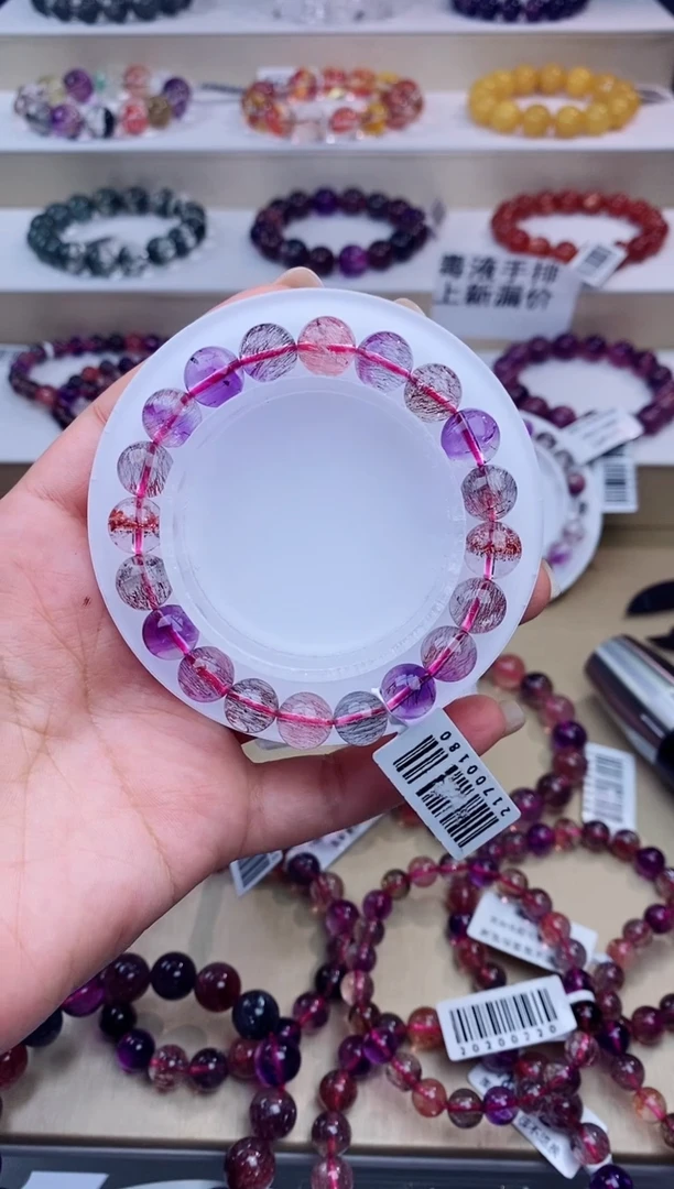 未镶嵌手链水晶黑加仑超七单圈9m+