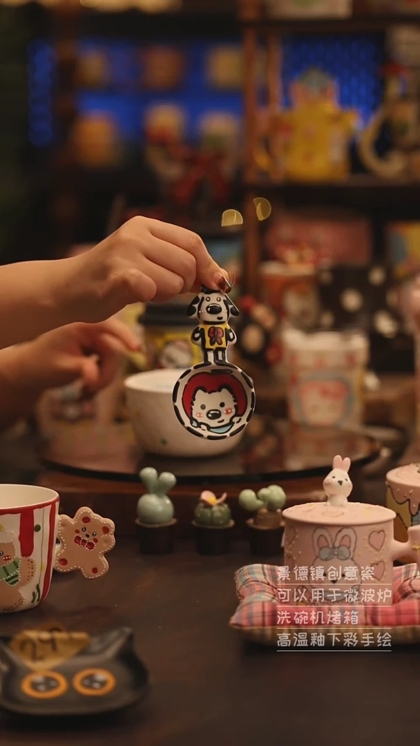陶瓷景德镇可爱陶瓷釉下彩绘设计师款
