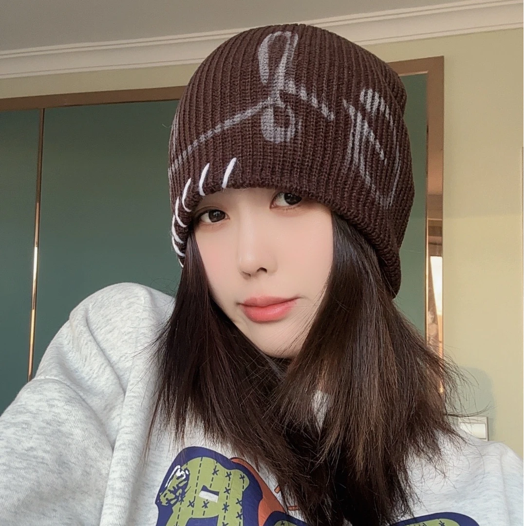 【Y2K喷画冷帽】美式街头小众堆堆帽时尚个性保暖秋冬包头潮帽嘻哈