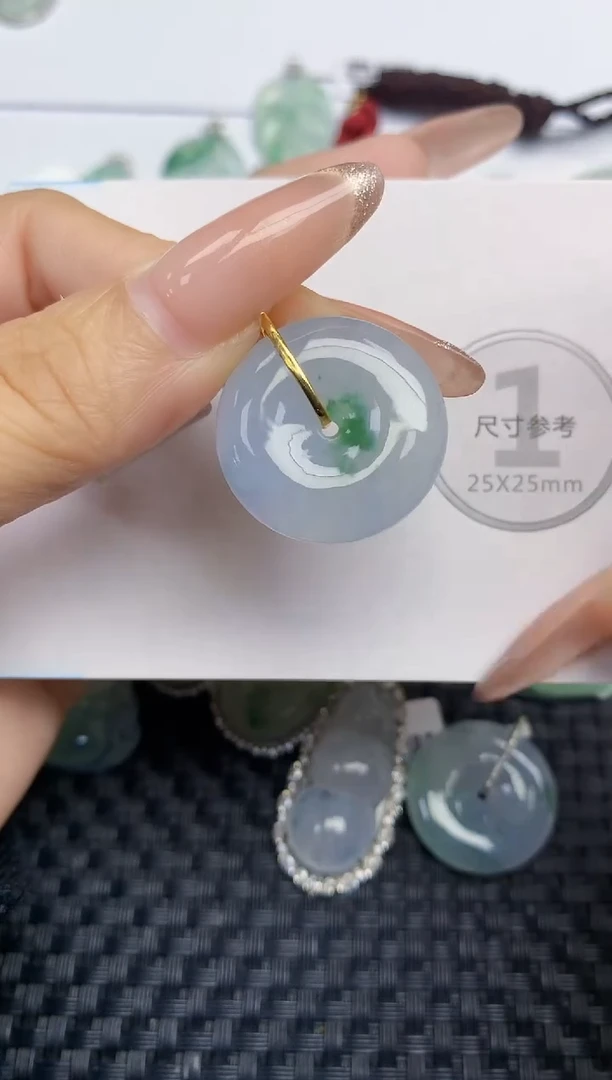 颈饰18K金镶嵌翡翠天然缅甸A货翡翠百元以上9元证书费自理