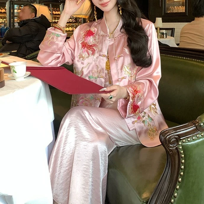 【紫火锦鲤】重工绣花新中式国风外套