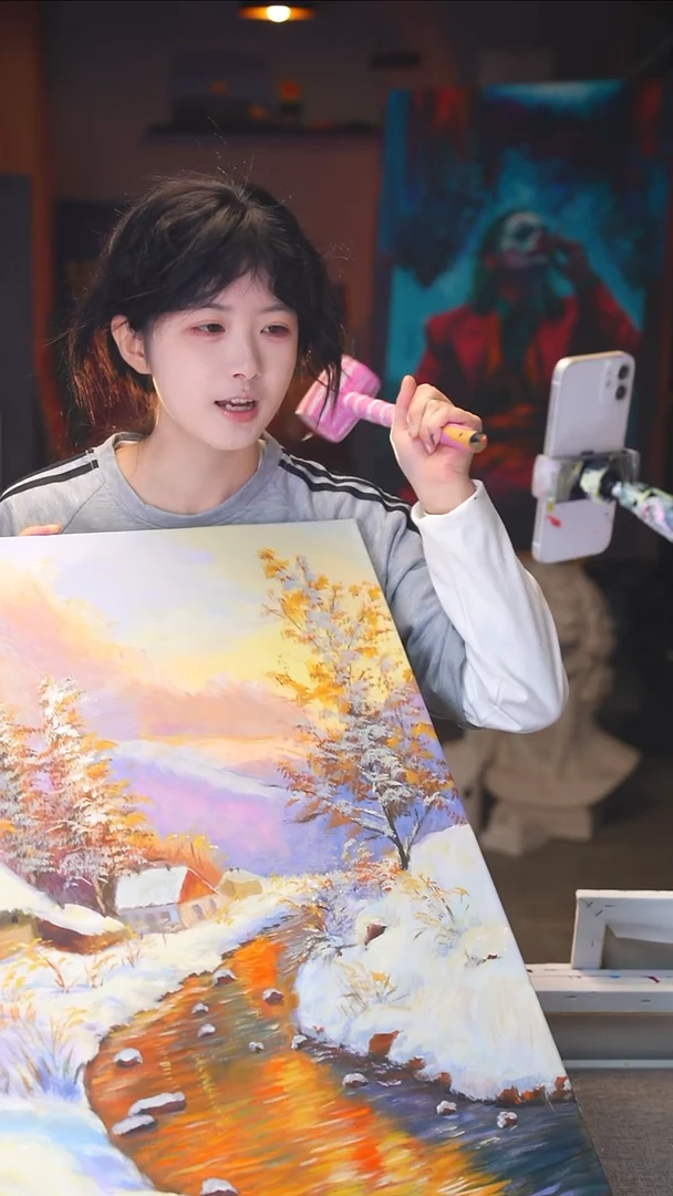 油画X****.雪景丙烯画纯手绘