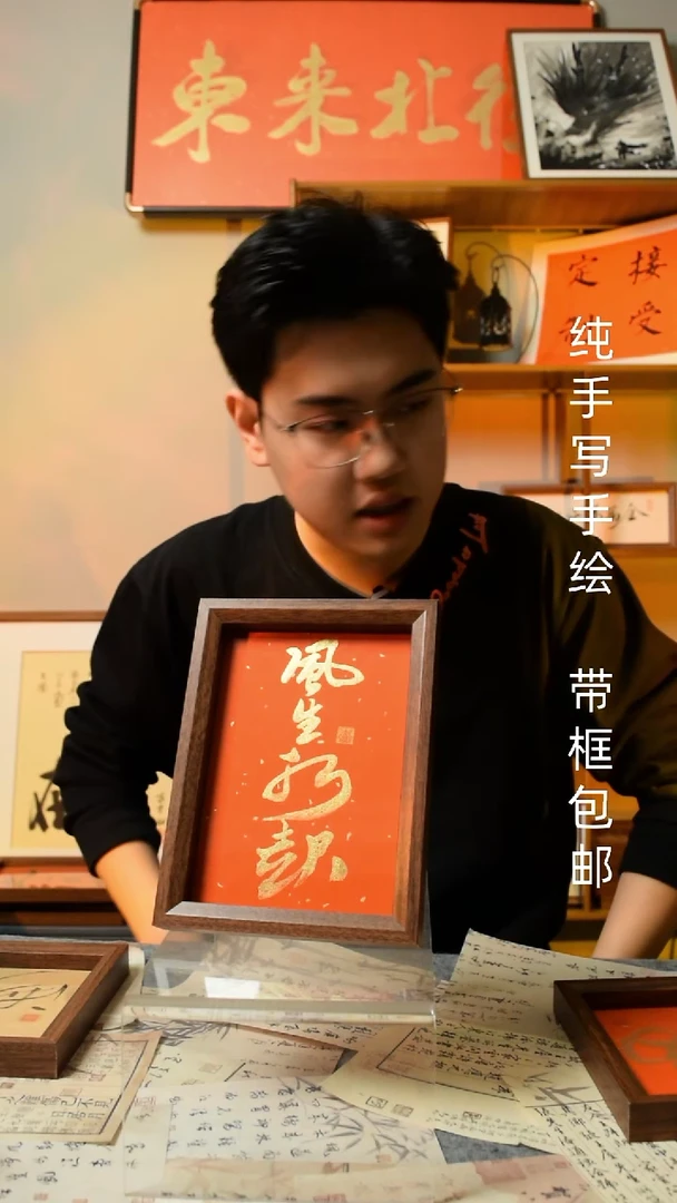 【闪购商品】书法《风生水起》7寸文创摆台