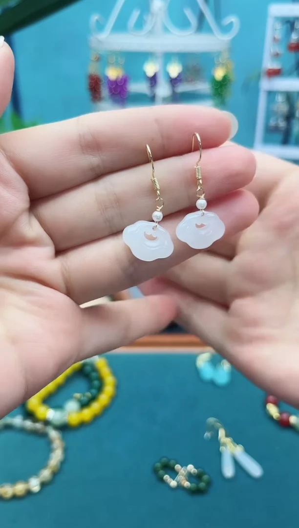 玛瑙/玉髓耳饰银S925镶嵌w23000