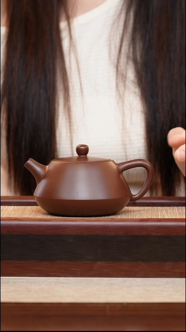 紫砂壶紫朱泥平盖石瓢200cc