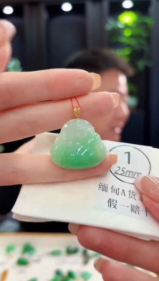 颈饰18K金镶嵌翡翠 缅料A货/支持复检/一件
