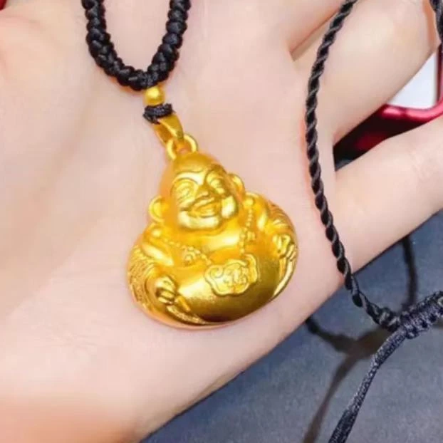 铜合金吊坠 时尚大肚弥勒佛背面网福字4