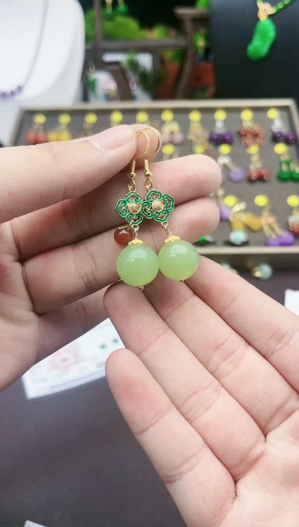 【闪购商品】南红玛瑙耳饰银S925镶嵌m04000