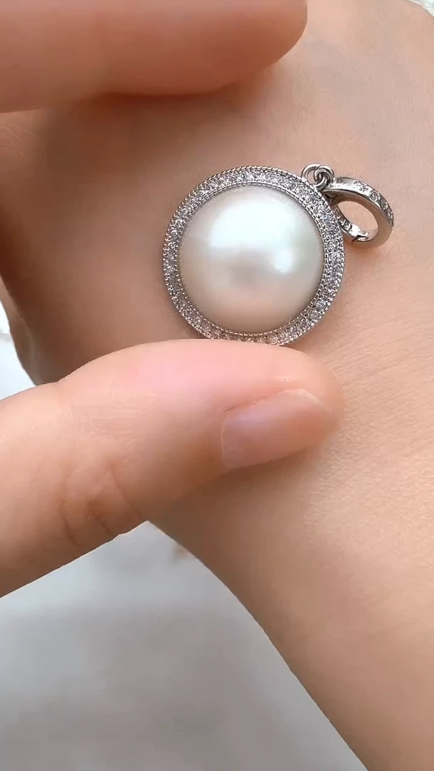 合金拼合珍珠（马贝珠）颈饰银色太阳花