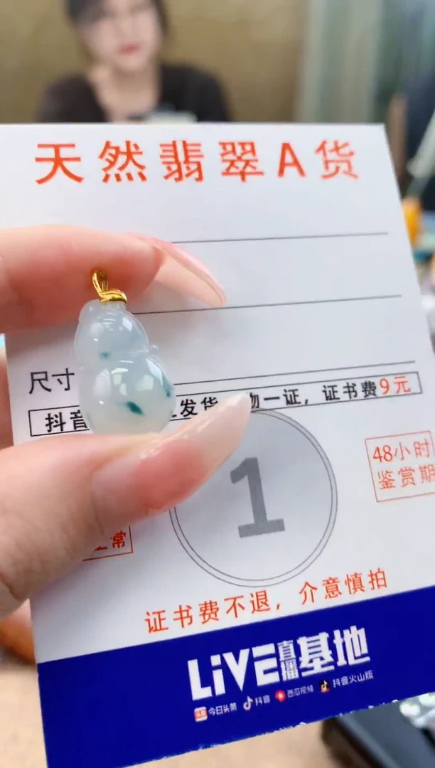 颈饰18K金镶嵌翡翠天然A货翡翠挂件