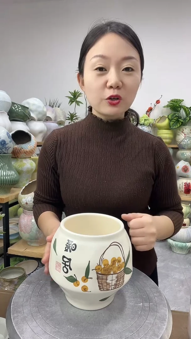 9.4陶瓷花盆直播链接高度       口径