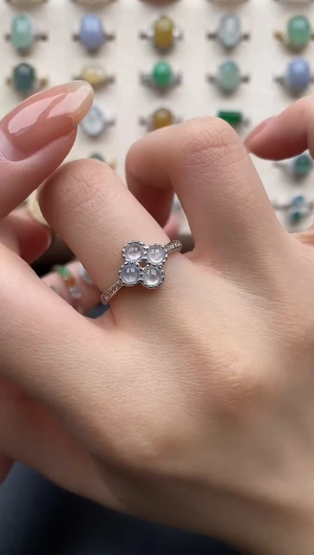 银S925镶嵌戒指翡翠一物一证一礼盒