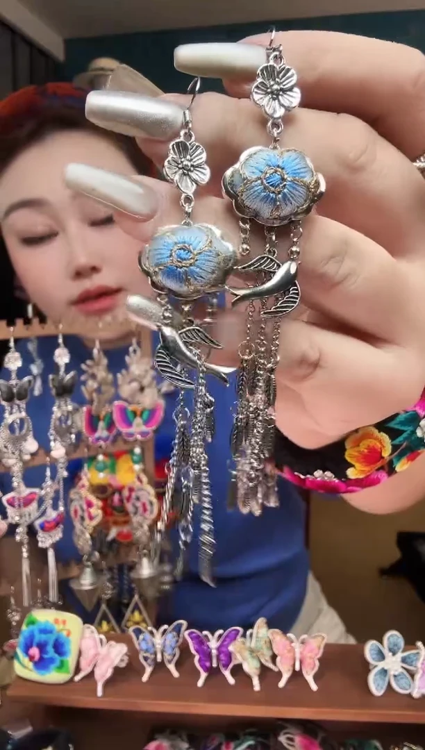 刺绣纯手工民族风刺绣耳环