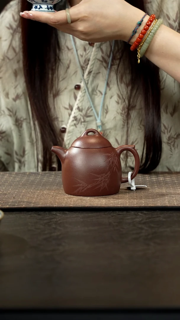 茶壶紫砂老紫泥秦权壶230cc