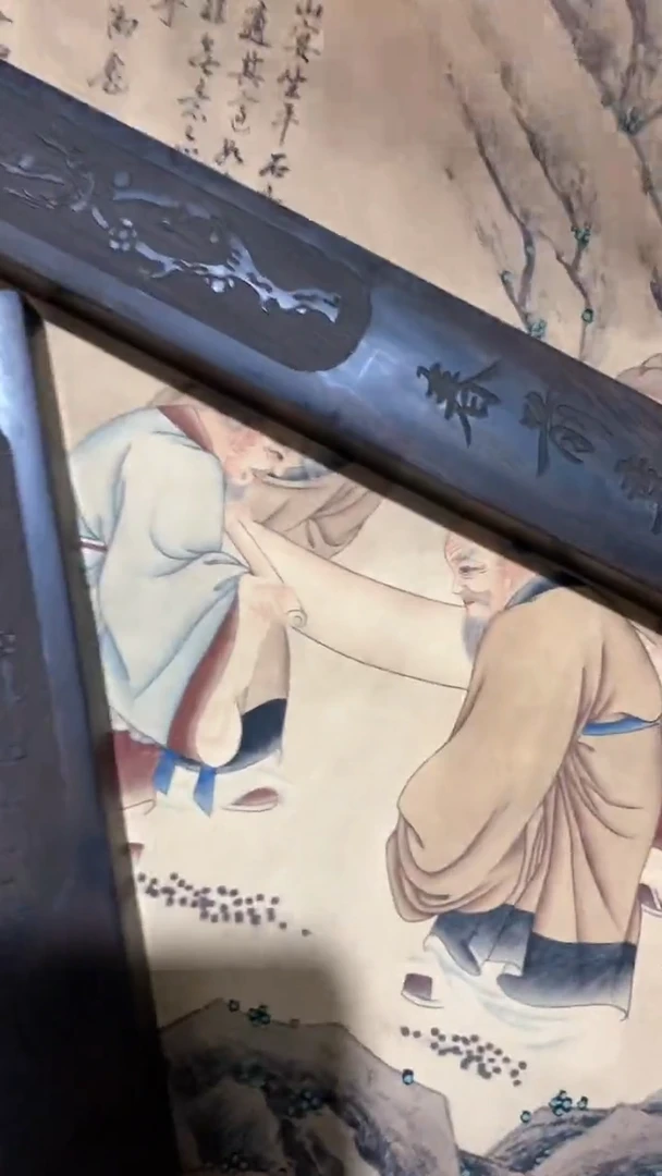 香榧木----镇尺一对带画纸下