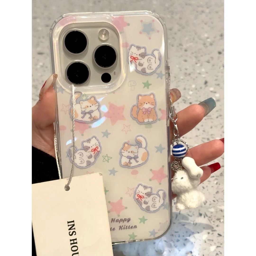 星星猫咪适用苹果手机壳华为vivo小米荣耀oppo红米可爱女全包软壳