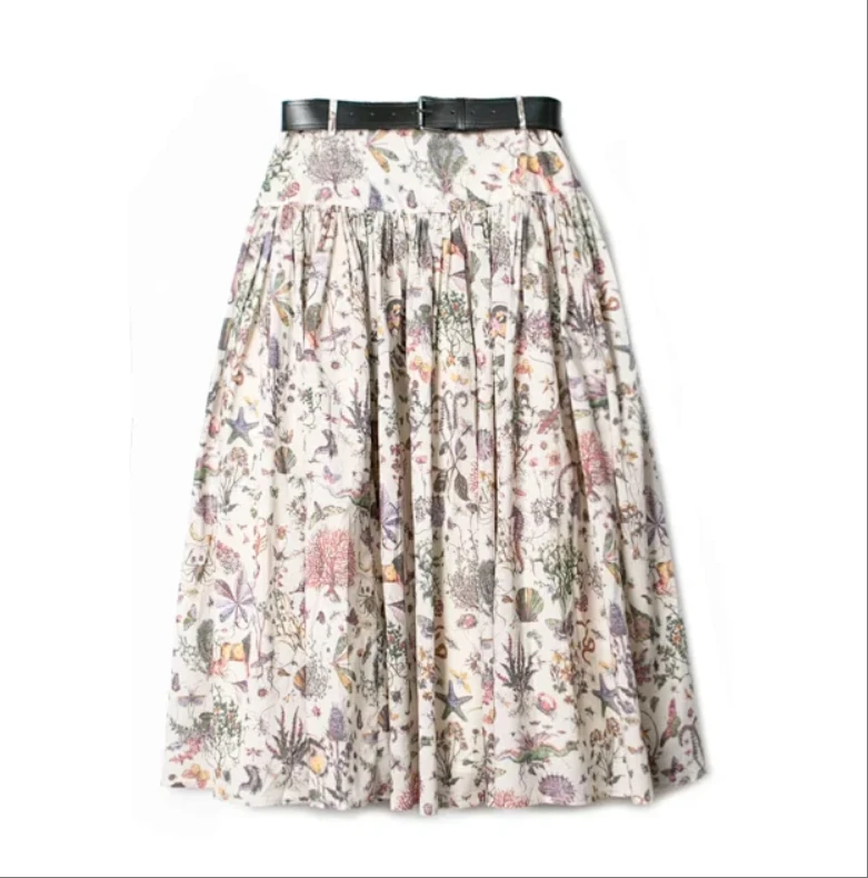 【霄霄形象美学】花园动植物印花半身裙BQ2564