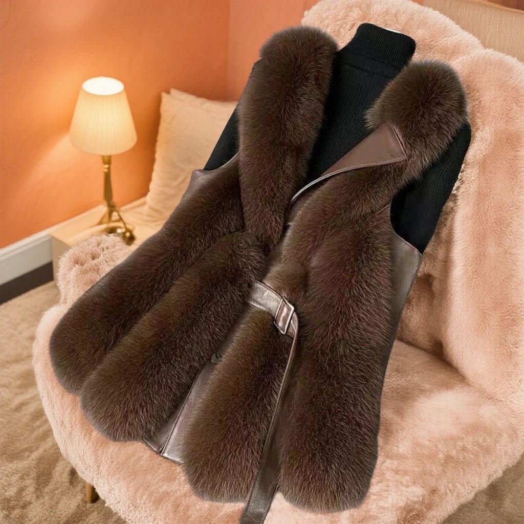 新款仿狐狸毛马甲女修身显瘦款时尚年轻款网红外套仿皮草时尚毛毛