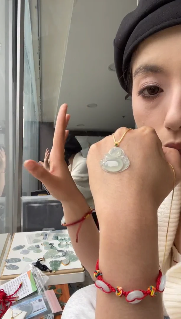 吊坠(不含链)18K金镶嵌翡翠天然缅甸A货翡翠