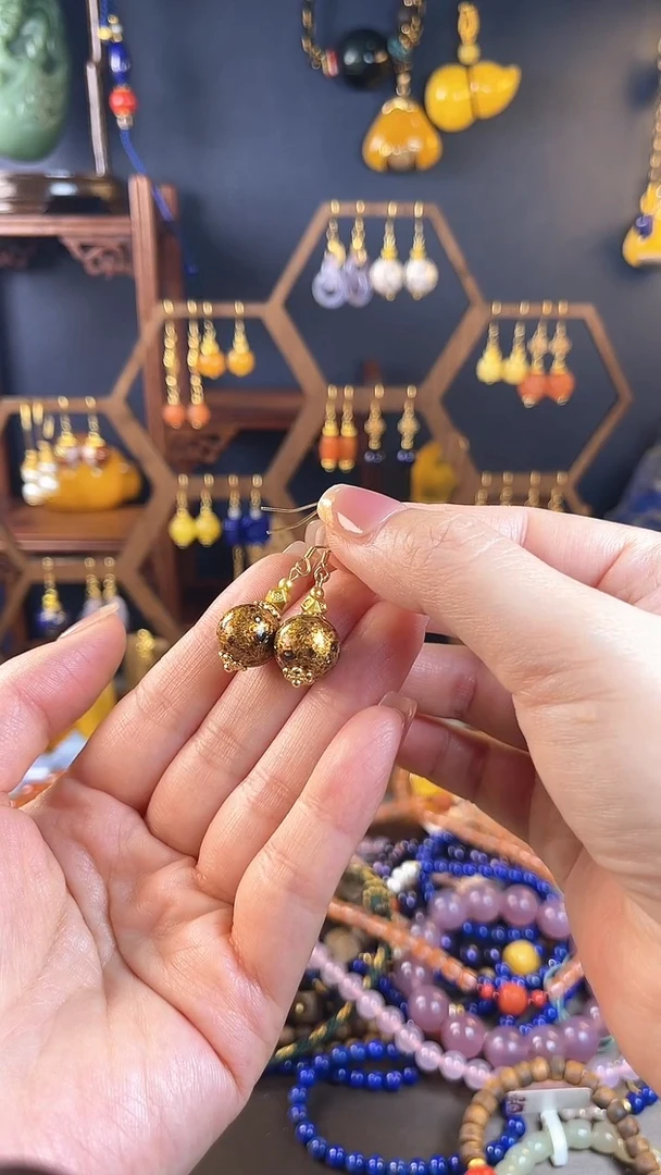 佩*大漆珠子耳坠国风款