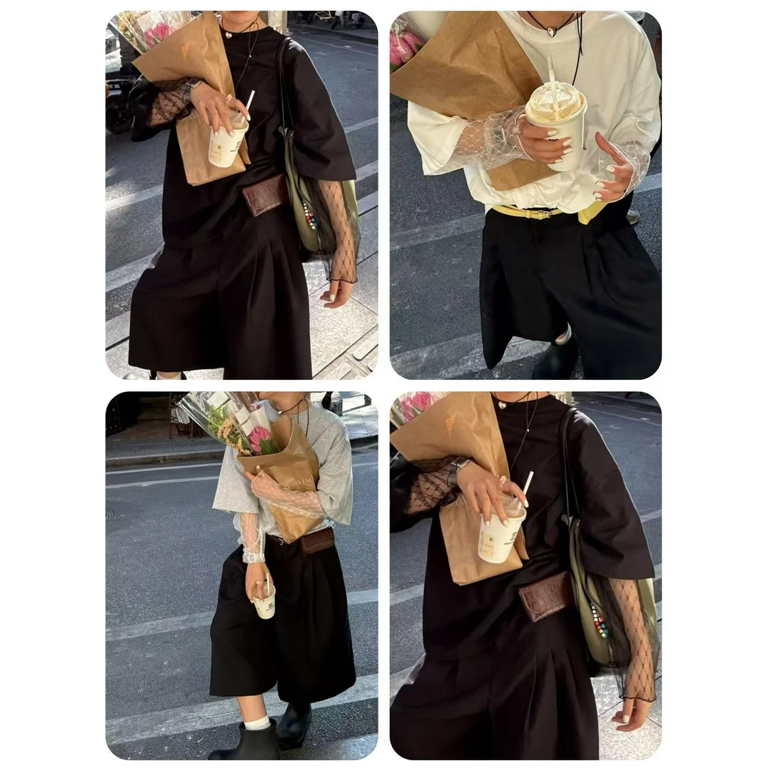 SANBARA-春季新款蕾丝拼接长袖T恤#88183