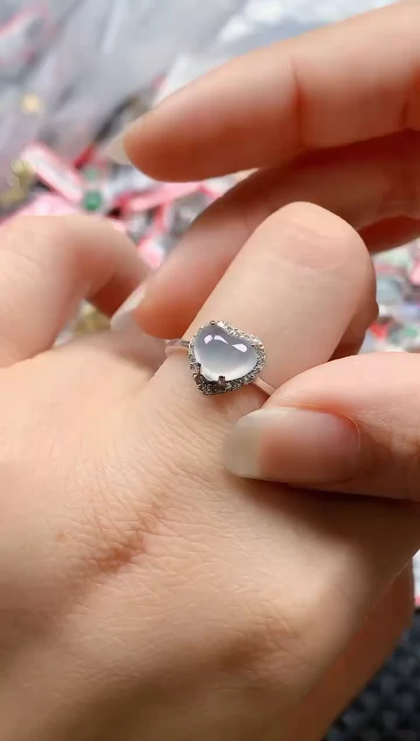 银S925镶嵌戒指翡翠天然A货缅甸翡翠