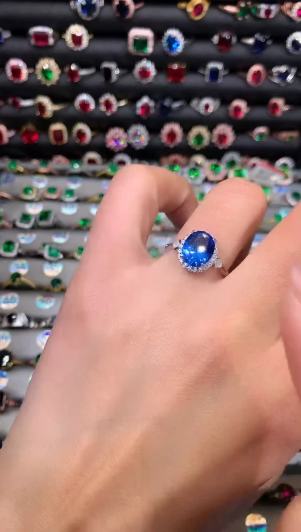 【闪购商品】蓝宝石戒指银S925镶嵌810矢车菊