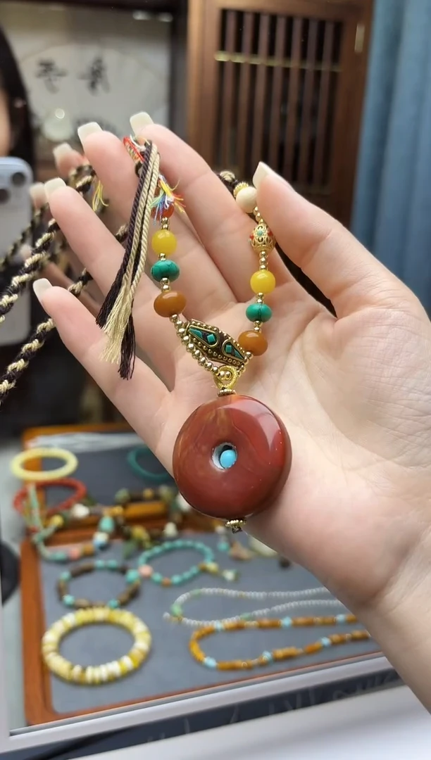 未镶嵌颈饰玛瑙/玉髓玛瑙平安扣吊坠ZD