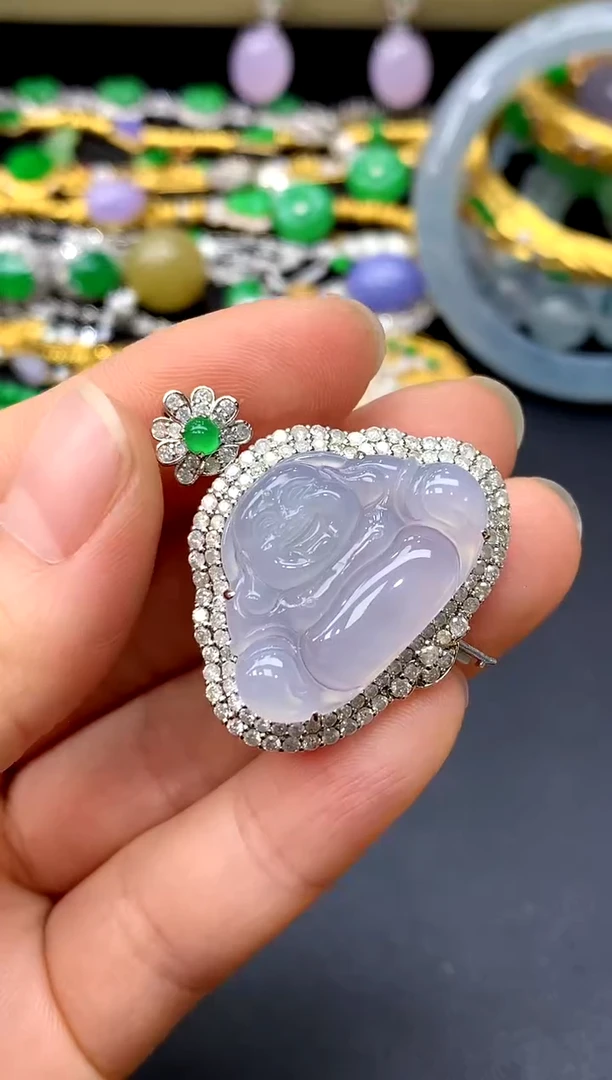 颈饰18K金镶嵌翡翠157-中国好珍宝